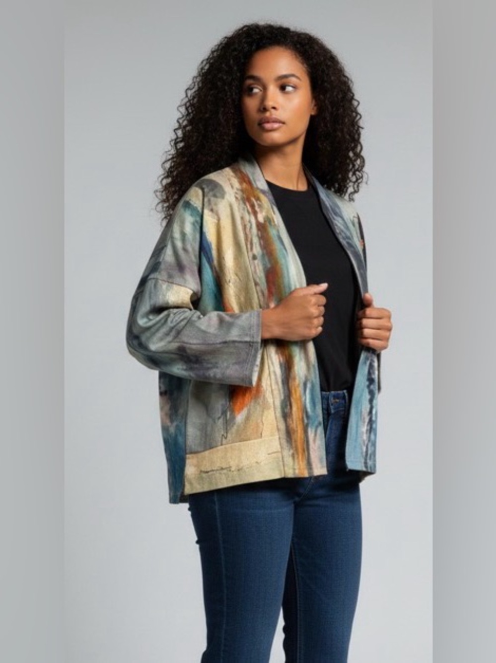 3 Potato Open Knit Kimono Cardigan in earth tones XS/S